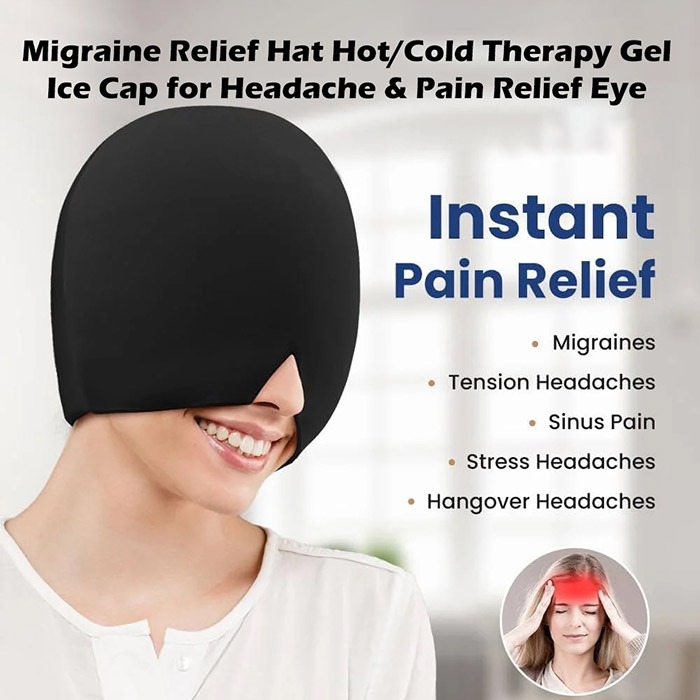 2 Migraine Relief Hat Hot/Cold Therapy Gel Ice Cap for Headache & Pain Relief Eye - Image 1