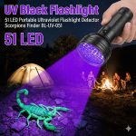 UV Black Flashlight 51 LED Portable Ultraviolet Flashlight Detector Scorpions Finder BL-UV-051